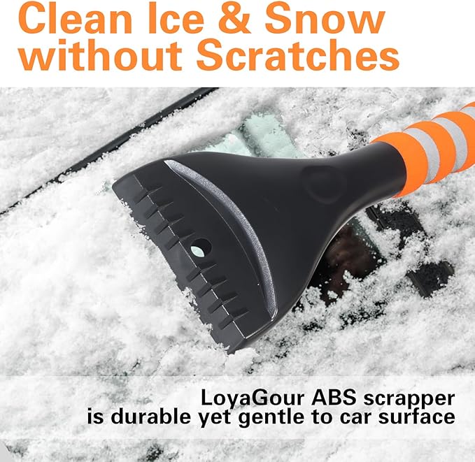Snow Brush and Ice Scraper for Car Windshield,26.4" Window Scraper Deicer for Car SUV and Truck,Ice Scrapers and Brushes 2 in 1,Winter Car Automotive Exterior Accessories(1Pack Orange)