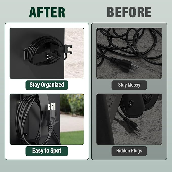 Strong Magnetic Power Cord Organizer, Goldusk All-Metal Cable Holder with Bulit-in Hook for Most BBQ Wood Pellet Smoker Grills Accessories for Traeger, for Pit Boss, for Z Grill &More (Indoor/Outdoor)