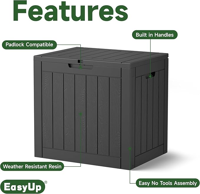 32 Gallon Resin Deck Box Waterproof, UV Resistant Outdoor Storage Box for Delivery, Porch, Patio and Garden, Stripe Black
