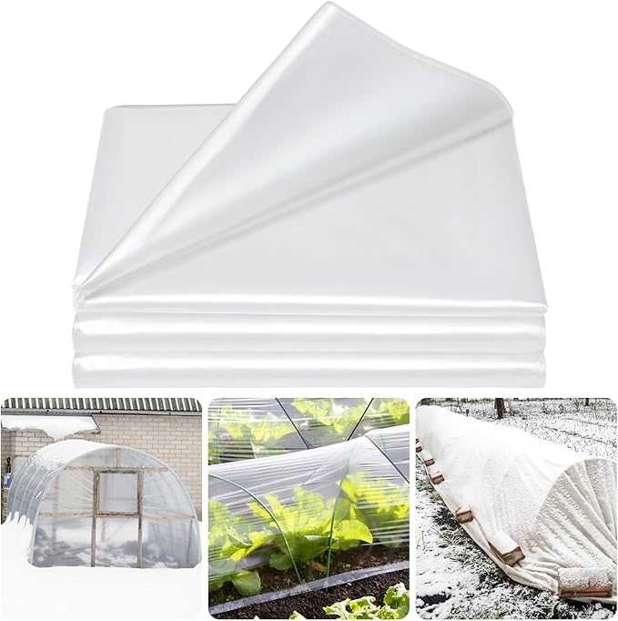 Legigo 10 X 30 Ft Clear Plastic Plant Covers Freeze Protection- 6 Mil Winter Greenhouse Plastic Sheeting for Frost Water Sun Wind Resistant, Plant Vegetable Blanket Covers for Cold Weather Garden Farm