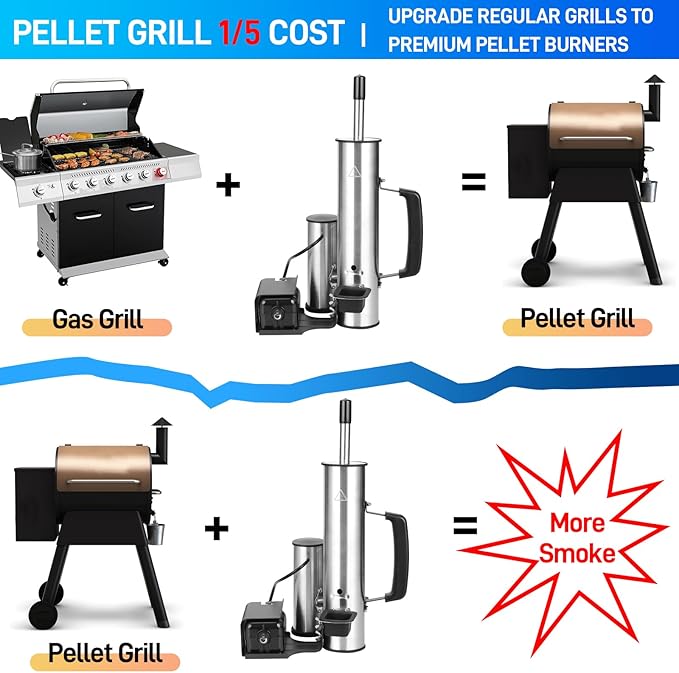 Outdoor Smoke Generator, Stainless Steel Electric Smoker, Smoke Tube for Pellet Smoker, Hot/Cold Smokers with Adjustable Smokes Volume Air Pump, Perfect for Cold Smoking Cheese, Birthday Gifts for Men