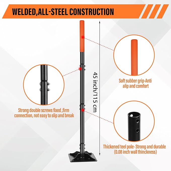 Steel Tamper 8in×8in, 45in Long-Handled Hand Tamper with Rubber Grip, Durable Ground Tamper, Ideal for Leveling Garden Soil, Gravel, as Well as Laying Floor Tiles and Repairing Blacktop