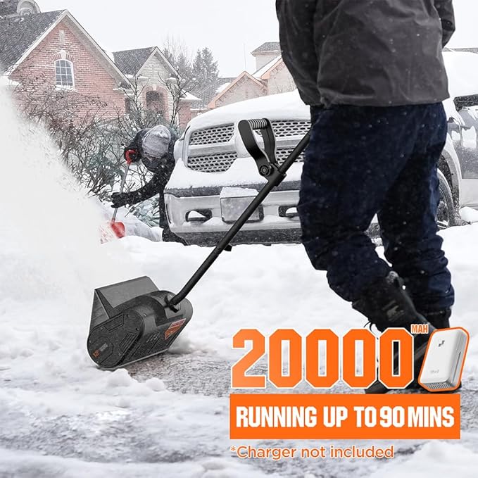 Litheli 2 x 20V 4.0Ah Cordless Snow Shovel,12-Inch Snow Blower Battery Powered, Efficient Brushless Motor Snow Thrower, 25-Feet Snow Throwing Distance