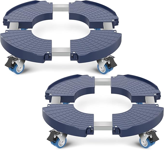 VANCASTLE Plant Caddy with Lockable Wheels Heavy Duty 450lbs Capacity, 15-22 Inch Adjustable Plant Stand with Wheels Rolling base, Plant Dolly for Flower Pot Mover Indoor Outdoor, Blue, 2 Pack