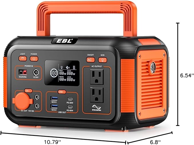 EBL Portable Power Station 300W(Peak 600W), 269.36Wh Lithium Battery Camping Solar Generator for Outdoor and Indoor Emergency Use