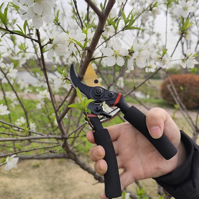 2Pack Pruning Shears, Garden Shears, Pruning Shears for Gardening, Gardening Shears Scissors Clippers, Garden Tools Set with Gloves, Bypass Hand Pruner, Soft Grip Handle
