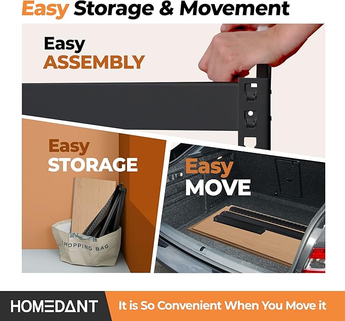 HOMEDANT 5 Tier Storage Shelves Adjustable Laminated Boltless Garage Metal Shelving Unit Heavy Duty Utility Rack Shelf Warehouse Pantry Closet Kitchen 35.9" W x 16.2" D x 71.3" H 2Pack