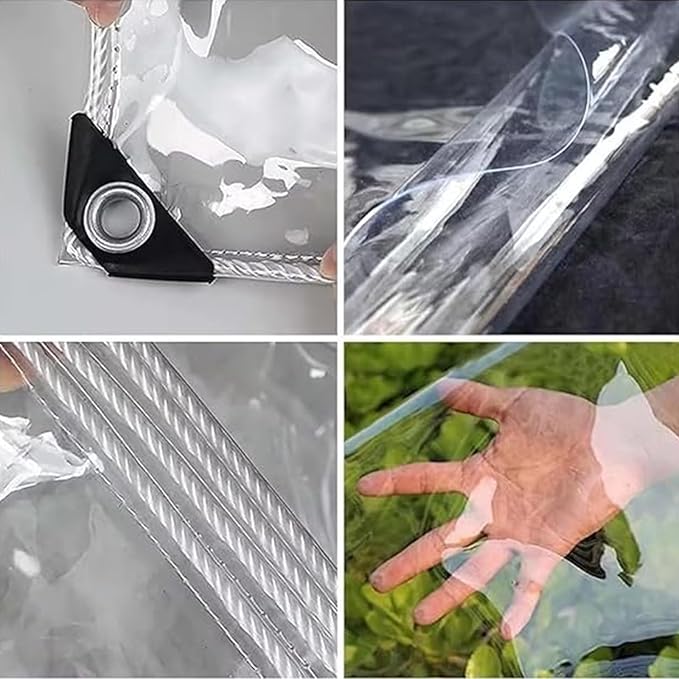 10' x 12' Clear Vinyl Tarp, PVC 14 Mil Tarpaulin, Clear Tarps with Grommets, Duty Heavy Tear Resistant Cover for Camping, Plants Greenhouse, Cars, Patio and Pavilion