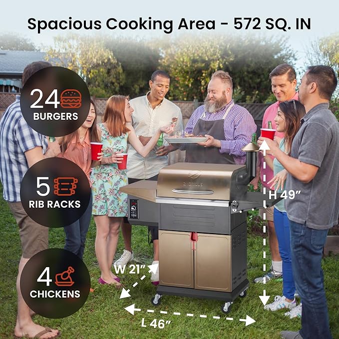 Z GRILLS Wood Pellet Grill Smoker with PID Controller, 8-in-1 Master Sear BBQ Grill, Auto Temperature Control, Huge Storage Cabinet Side Shelf with Tool Hooks, 572 sq in Cooking Area for Outdoor, 600D
