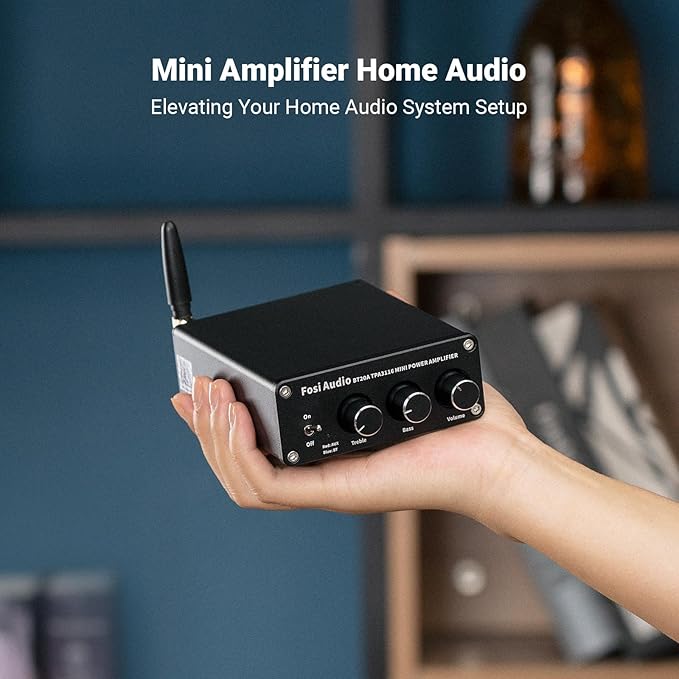 Fosi Audio BT20A Bluetooth Stereo Amplifier, 2 Channel Home Audio Component Amplifiers for Passive Speakers, Mini Class D Amp Receiver 200W for Indoor/Outdoor/Garage/Ceiling/Bookshelf Speaker