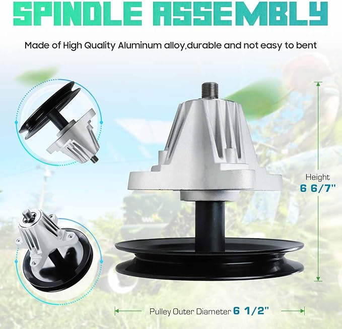 Mower Deck Rebuild Kit Includes (2) Spindles 618-04865 918-04865 618-04636 918-04636, (2) Flat Idler Pulleys 753-08171 753-08068 756-04129, (1) Belt 954-04219 for Cub Cadet LTX1045 LTX1046 LTX1046VT