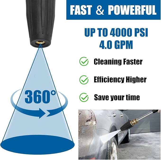 Tips Turbo Nozzle for 1/4'' Quick Connect Pressure Washer, 4000 PSI Max, 4.0 GPM 4.0 Orifice