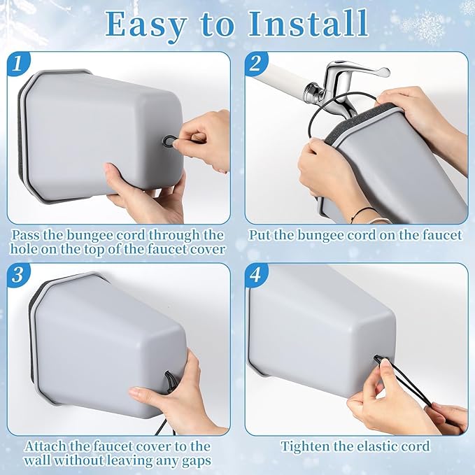1 Pack 2025 Upgrade Extra Long Pet Proof Outdoor Faucet Covers Winter 8.5x7x5.5in Plastic Thick Foam Spigot Cover w/Reflective Strips for Outside Water Faucet Winter Freeze Protection (Gray)