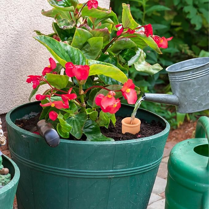 2 pcs Large 10x5in Ollas Terracotta Watering Pots Self Watering Planter Insert 1.8L Terra Cotta Clay Watering Spikes Automatic Plant Watering Devices for Outdoor & Indoor Plants Self-irrigate
