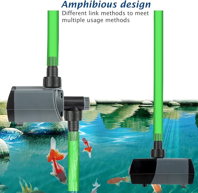 WaterRebirth HSUP4000F Versatile Submersible Pump - Fountain Jets for Ponds, Fish Tanks, Water Gardens - Aquarium & Pond Pump (4000L/H)