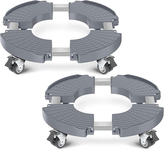 VANCASTLE Plant Caddy Plant Stand with Wheels, Heavy Duty Plant Roller Base 15-22 Inch Adjustable,Palnt Wheel Base 440 LBS, Large Potted Planter Cart Dolly for Flower Mover, Gray, 2 Pack