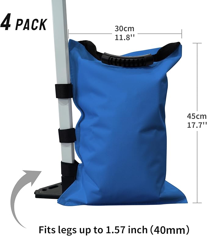 CROWN SHADES Sand Bags for Canopy Legs Sandbags for Weight-Canopy Weights, Pop Up Tent Weights Bags, Blue