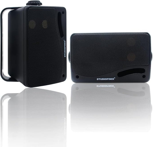 STUDIOFINIX Passive Outdoor Speakers Wired Waterproof -3.5 Inch 3 Way 200W Surface Marine & Wall Mount Speakers, Ideal for Home, Boat, Poolside, Patio, Indoor Outdoor Use(Black