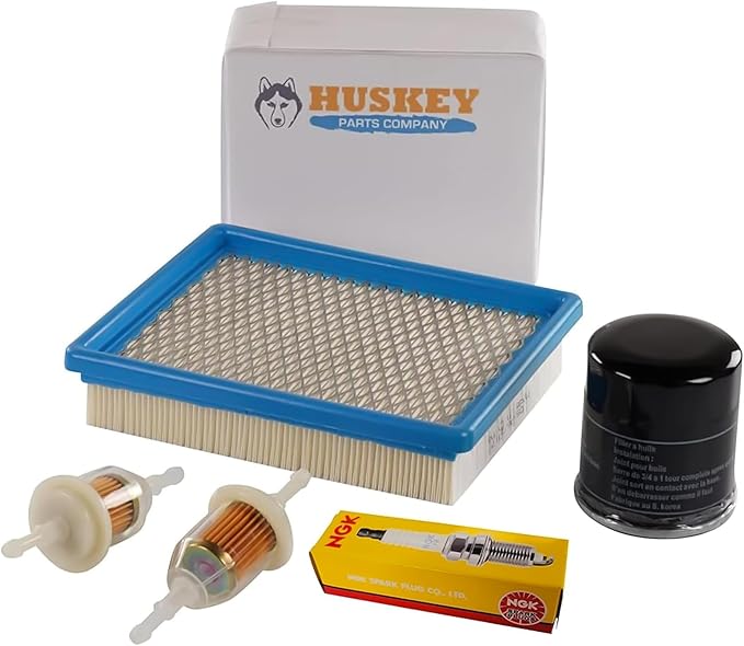 Huskey Golf Cart Tune Up Kit for Club Car DS 1993-2004 Gas W/ FE290 Kawasaki Motor, Air Filter (Flat), Oil Filter, NGK Spark Plug, 2X Fuel Filters, Clutch Drive & Starter Generator Belt (Selective)