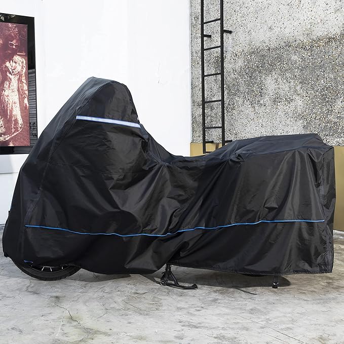 FENRIR 420D 90"INCH Motorcycle Cover Waterproof Outdoor Storage compatible with Adventure R1250GS R1300GS KLR650 Versys Africa twin Transalp750 NC750X CB500X NT1100 Tracer9 FJR1300 Multistrada Vstrom