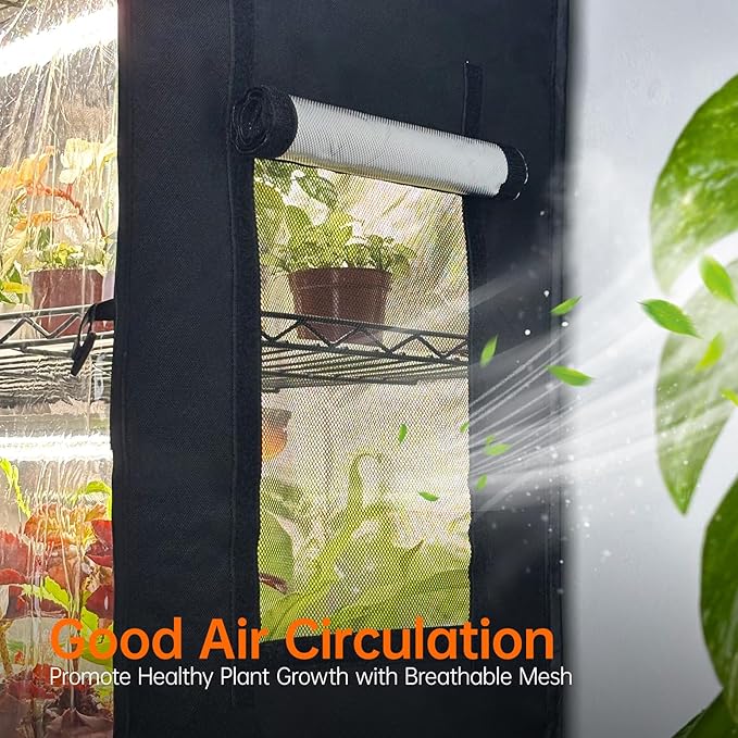 Indoor Greenhouse with Grow Light, Plant Stand with 4 Pack 24W Full Spectrum Plant Lights , Plant Shelf with Tent for Indoor Plant, Seed Starting, Seed Tray, 29.5"x13.8"x59"