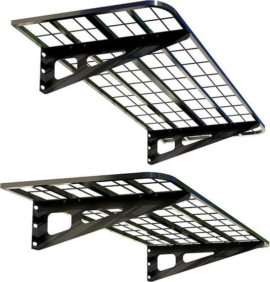 2-Pack 2x4ft Garage Wall Shelves, 2 Shelf Total 8 ft(L) Garage Shelving Wall Mounted – Heavy-Duty Storage Shelves, Perfect for Holding Storage Bins, Boxes, Sporting Goods, Tools, and More Space-Saving