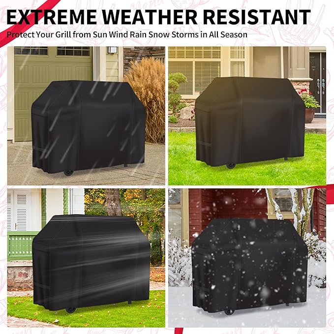 NEXCOVER 55 Inch Grill Cover - 600D Heavy Duty Waterproof and Weather Resistant BBQ Cover for Weber, Char Broil, Nexgrill - Fade Resistant, Black