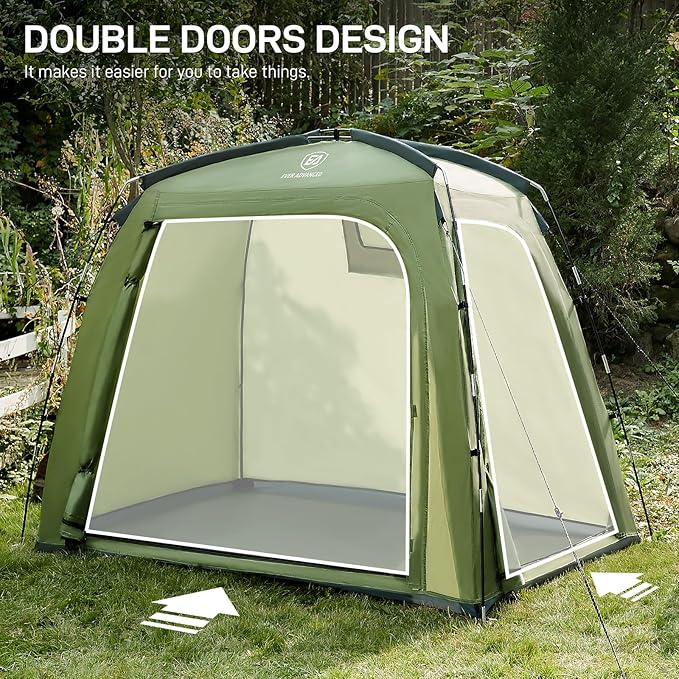 EVER ADVANCED Bike Storage Tent, Portable Bike Shed for 3 Bikes, Storage Sheds with PU4000 mm Water-Resistant for Bicycles, Motorcycles, Lawn Mower, Garden Tools, Lightweight Bike Tent, 6.6'x4'x5.4'