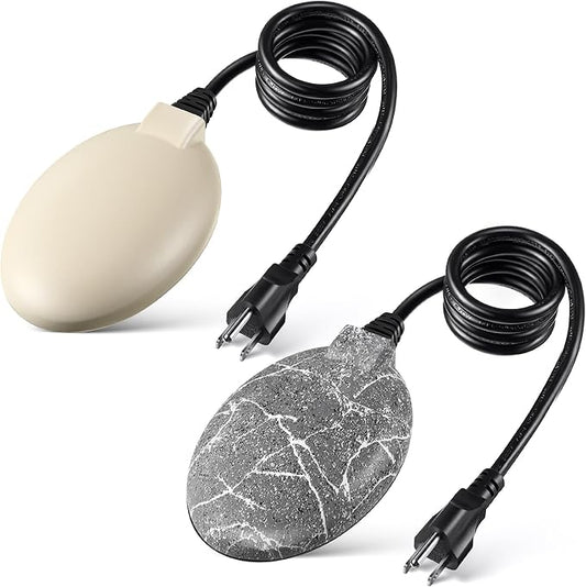 2 Pack Upgrade Bird Bath Heater for Outdoors in Winter, Pond Deicer 60 Watts Birdbath Deicer Water Heater Thermostatically Controlled with Auto Shut off Function for Patio Lawn (White,Frosted Gray)