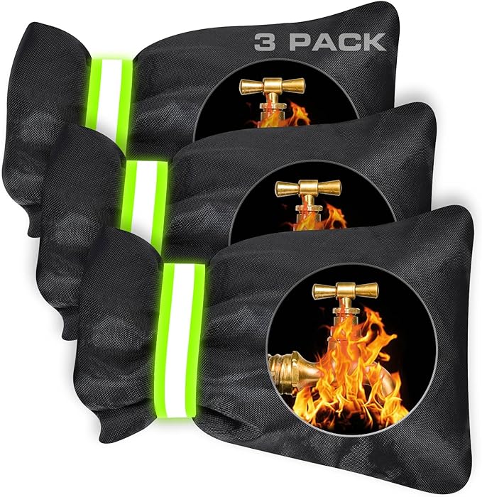 Outdoor Faucet Covers for Winter 3 Pack, Thickened Insulated Pipe Covers for Outside, Yard Maintenance Must Haves Reusable Waterproof Pipe Insulation Foam Tube, 7.7" H x 5.9" W, Black๏ผReflective