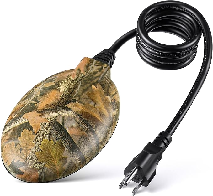 1 Pack Upgrade Bird Bath Heater for Outdoors in Winter, Pond Deicer 60 Watts Birdbath Deicer Water Heater Thermostatically Controlled with Auto Shut off Function for Patio Lawn (Army Green)