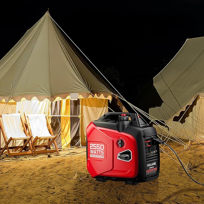 2550-Watt Portable Inverter Generator for Home Use, 1.06Gallon Large Fuel Tank Up to 10 Hours Use, 120V Gas Powered Generator Super Quiet - EPA Compliant-Red