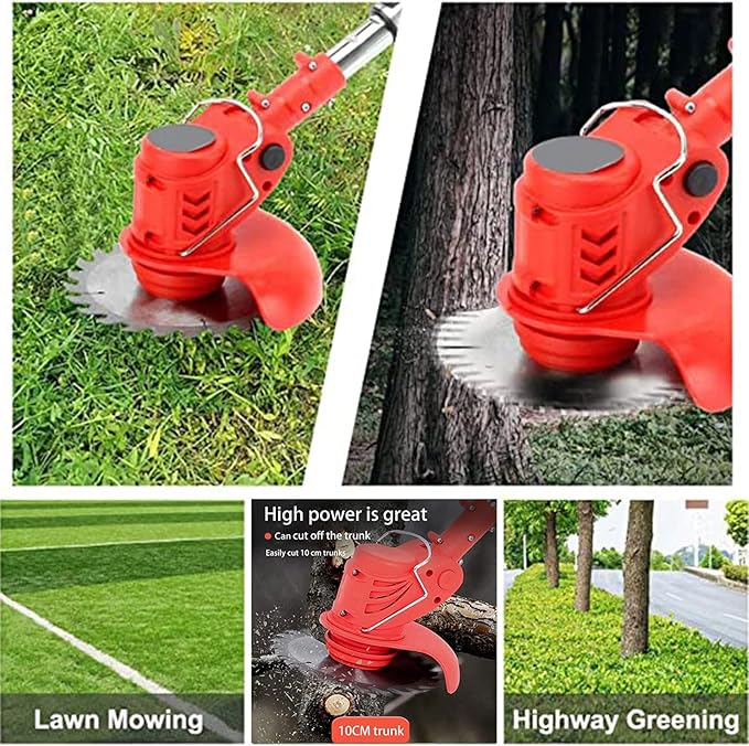 Weed Wacker Electric Cordless Grass Trimmer,with 3Types Blades,Included 2Pcs 24v 4Ah Batteries Electric Stringless Weed Trimmer Lightweight 2.6lb, for Yard and Garden