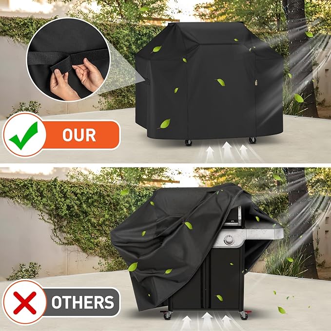 Arcedo Grill Cover 58 Inch Compatible with Weber Genesis II LX and Genesis 300 Series 3 Burner Grills, Waterproof Heavy Duty Outdoor Gas BBQ Cover Compared to 7130