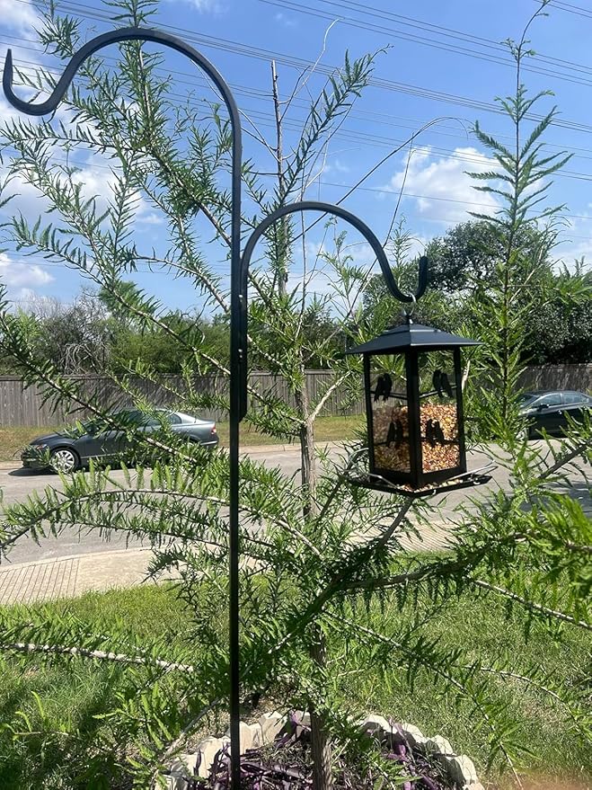 Vivace Bird Feeder, Large 4LBs Metal Hanging Feeder With Perches for Wild Birds, Outdoor Garden and Backyard, Black