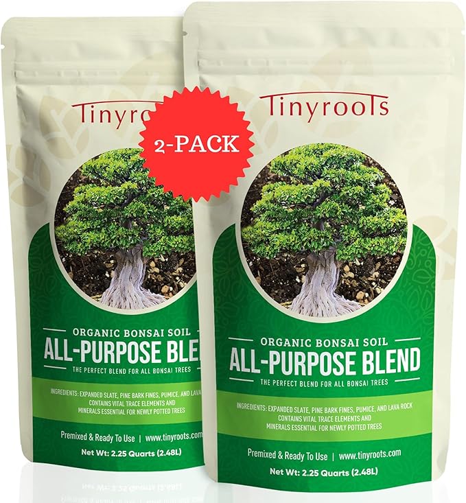 Tinyroots Bonsai Soil Mix - All Purpose Ready to Use Blend for All Varieties of Bonsai Trees, 4.5 Quarts