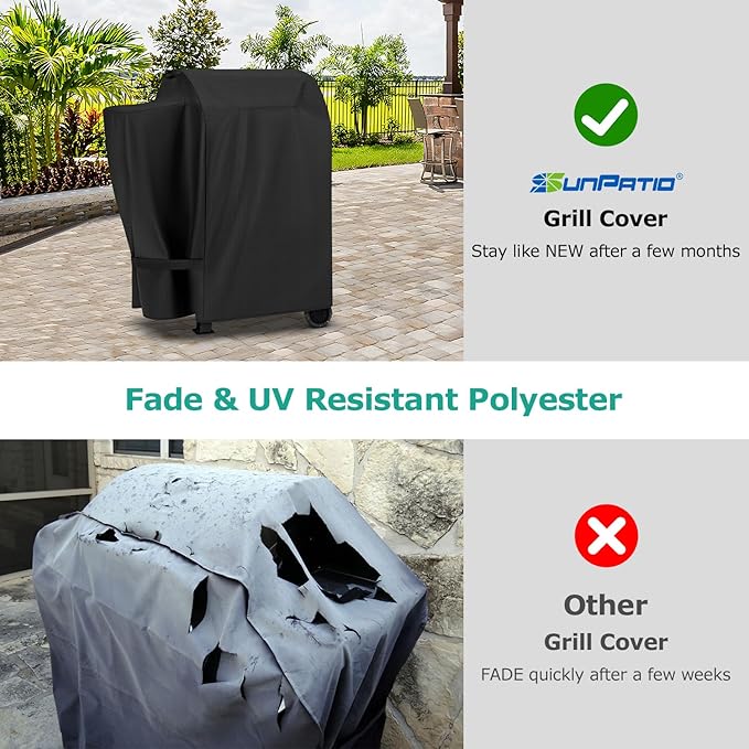 SunPatio Grill Cover Compatible with Pit Boss Lexington 500, Lexington 540, Pro 600 and Tailgater, Durable Waterproof Wood Pellet Grill Cover, UV & Fade Resistant Outdoor BBQ Smoker Protector