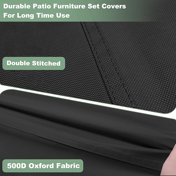 Patio Furniture Covers, Outdoor Furniture Cover Waterproof, 500D Heavy Duty, All Weather Protection Rectangular Patio Covers for Outdoor Furniture Set, 126"X64"X28"-Black