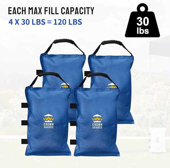 CROWN SHADES Sand Bags for Canopy Legs Sandbags for Weight-Canopy Weights, Pop Up Tent Weights Bags, Blue