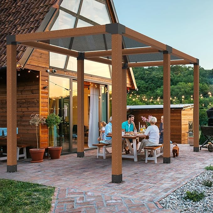 VEVOR Pergola Bracket Kit, 6x6 Inch (Inner Size 5.5x5.5), 2 Pcs 4-Way Heavy Duty Corner Bracket Woodworks DIY Post Base Kit, Easy Installation Wooden Beams for Gazebos, Patio Pergolas, Log Cabin