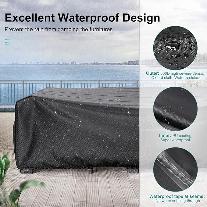 Patio Furniture Covers, Heavy Duty Outdoor Furniture Cover Waterproof, Sectional Sofa Set Covers Table and Chair Set Cover 108" L × 82" W × 28" H