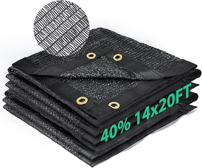 Kesfitt Garden 40% Shade Cloth, Resistant Sun Shade Net 14x20FT Mesh Tarp with HDPE Material and Reinforced Grommets Shade Trap for Greenhouse, Plant, Pergola, and Backyard Patio Sunshade