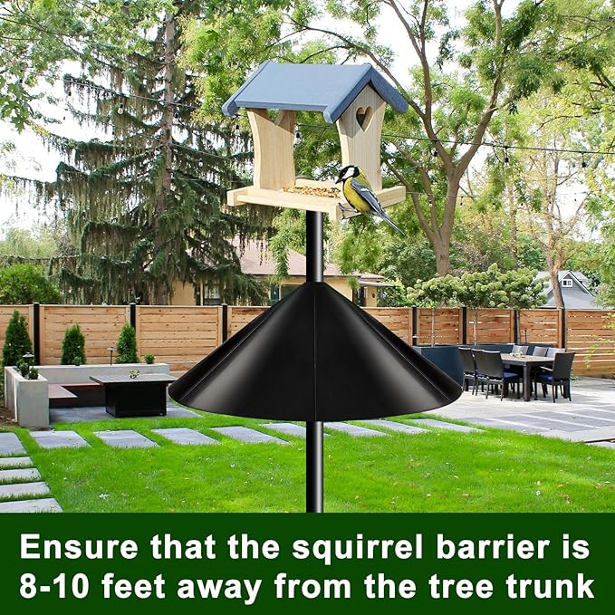 19 Inch New Squirrel Baffle for Bird Feeder Pole and Hanging Birdhouse, Suitable for Outdoor Pole Mount Bird House for Shepherd’s Hook,Guarding Hummingbirds and Other Birds Food,Black,1 Pack