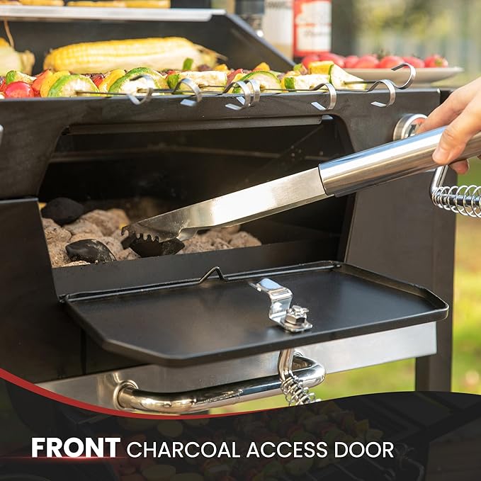 Royal Gourmet CD1824EC 24 Inch Movable Charcoal Grill with Cover, 490 Sq. In. Cooking Area, Outdoor Barbecue Grill with Foldable Side Tables for Outdoor Picnic and Camping Grilling, Black