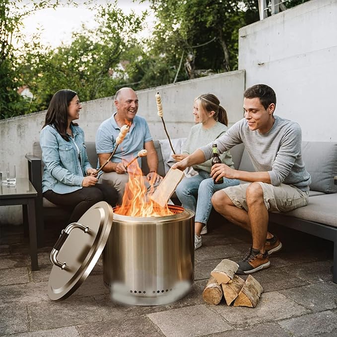 Uniflasy Fire Pit Lid and Heat Deflector for Solo Stove Yukon 27", 304 Stainless Steel,Portable Heat Diffuser with Handle&Leg,Fire Pits Round Lid for Solo Stove Yukon/Other 27" Outdoor Firepit