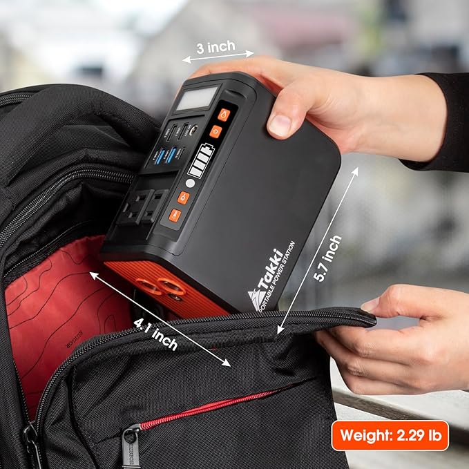 Takki 111Wh Portable Power Station with Carrying Case Bag, Camping Generator Lithium Battery with Peak 120W AC Outlet USB Ports for for Home Power Outages Outdoor Camping