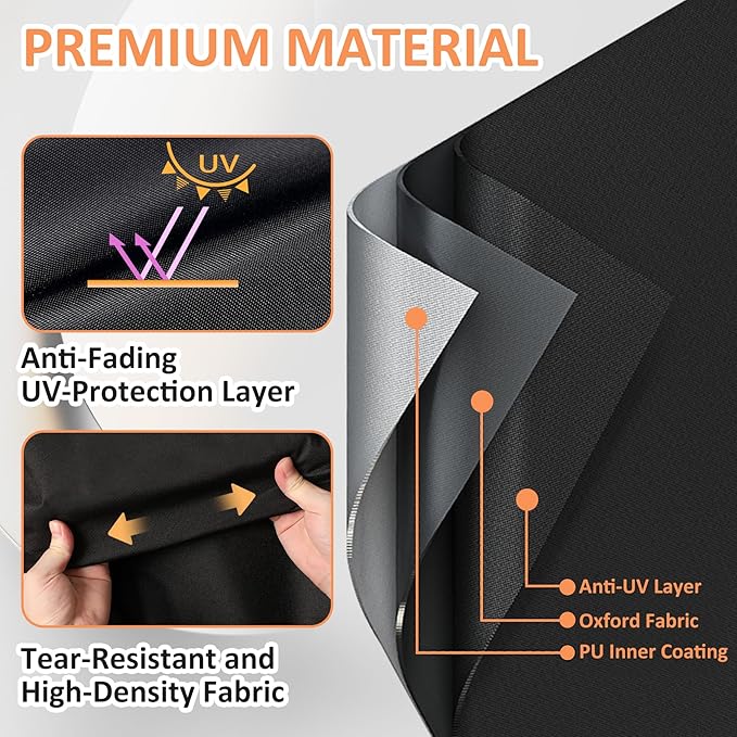 Grill Cover for Weber Q2800N+, Q2000N, Q2200N, Q2600N+ Gas Barbecues, 600D Heavy Duty Waterproof UV Resistant Bonnet Cover for Weber Q, Outdoor Barbeque Grill Accessories