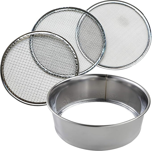 Wazakura 3PCS Soil Sieve Set 8-1/4 inch (210mm),3 Sieve Mesh Filter Sizes, Japanese Bonsai Gardening Tool - 8-1/4inch(210mm)