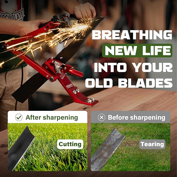 Lawn Mower Blade Sharpener, Lawnmower Blade Sharpening Tool with Blade Balancer, Blade Sharpner Kit