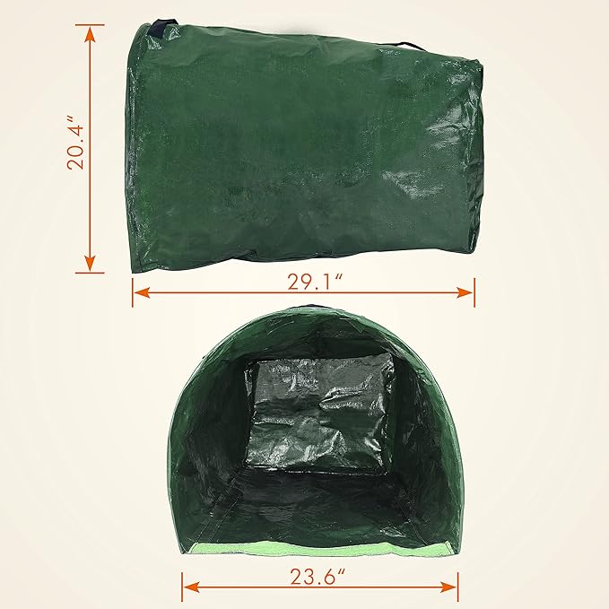 Gardzen 2-Pack 53 Gallon Dustpan-Type Yard Waste Bags, Reusable Heavy Duty Collapsible Garden Leaf Bags, Stand-Up Yard Waste Bin for Leaves, Lawn Debris & Grass Clippings, PE Material